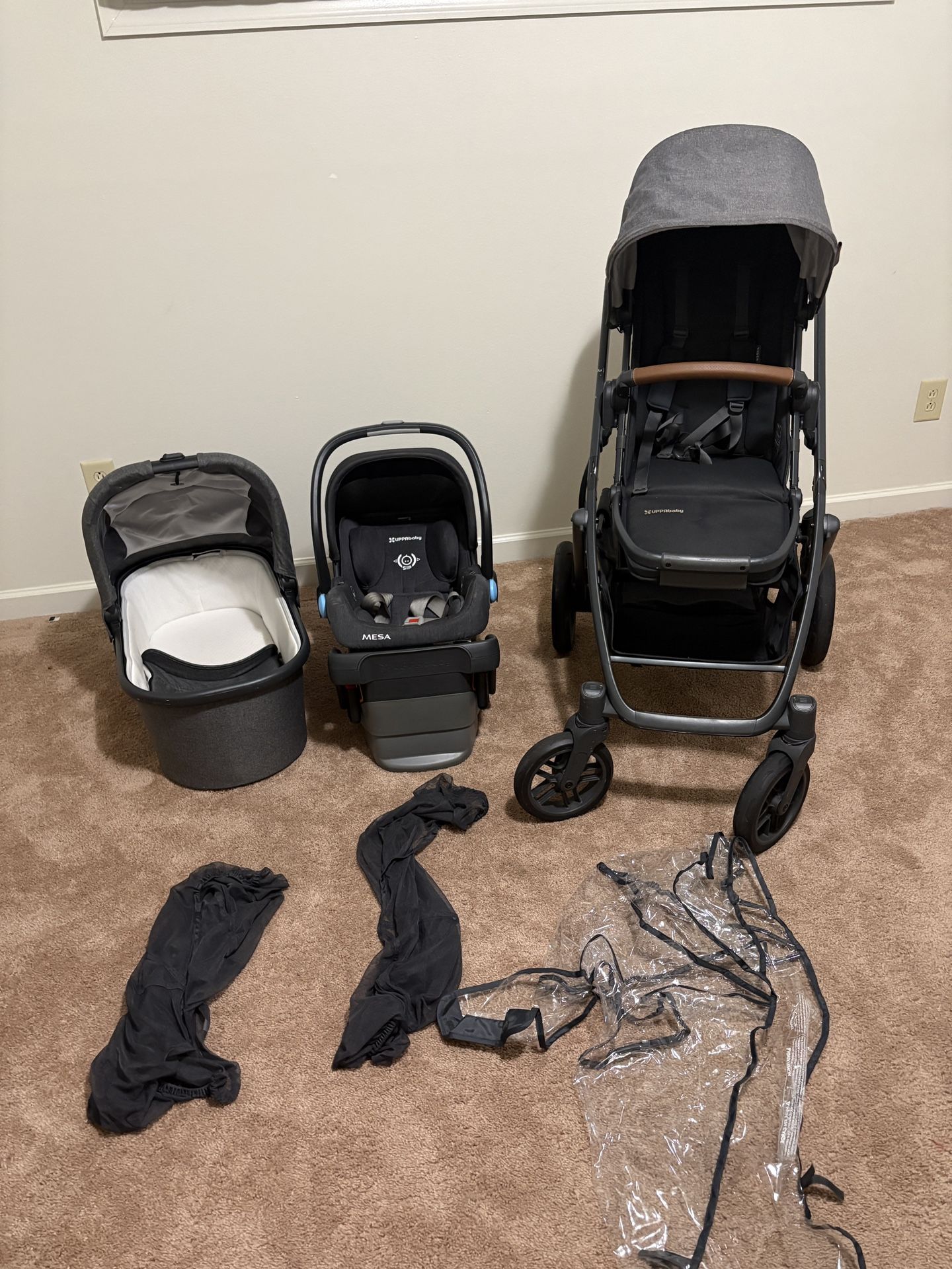 UPPAbaby travel system vista V2 car seat, bassinet, toddler seat