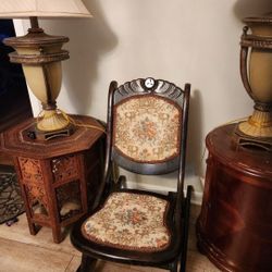 Vintage Wood Folding Rocking Chair 