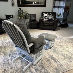 White and grey Glider chair and ottoman