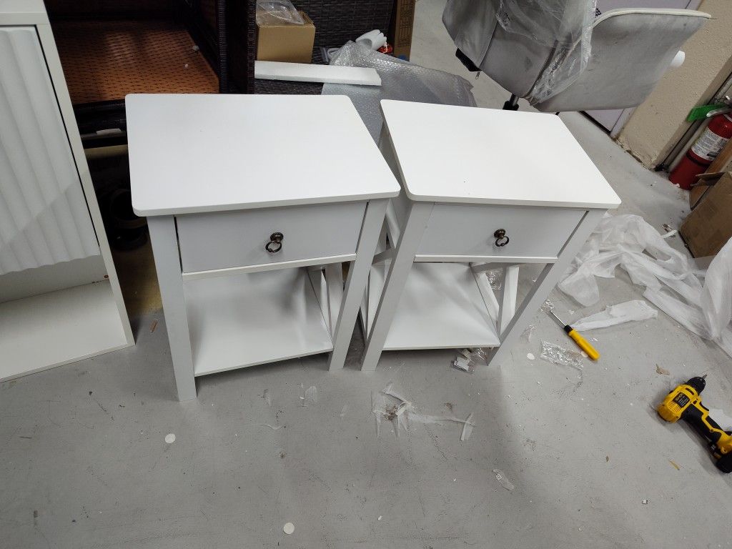 Bonnlo Nightstands Set of 2, Night Stand Set of 2 with Drawer, Small White Farmhouse Nightstand Bedroom, End Table/Bed Side/White Side Table for Small