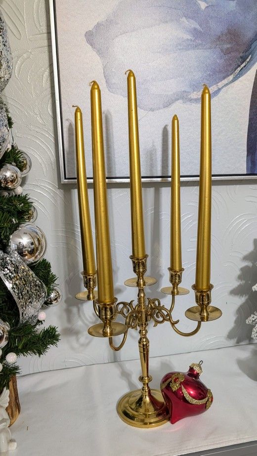 Vintage Brass 5 Arms Candelabra $80