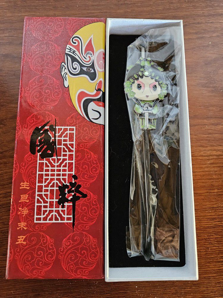 Metal Bookmark With   Chinese Opera Mask Decoration 
