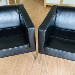 2 Contemporary Black Leather Chairs