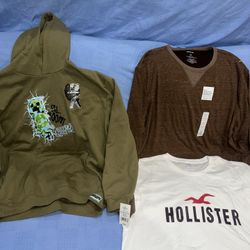 NEW Kohl’s Minecraft Creeper Boom Attack Hoodie, Hollister & Sonoma Shirts