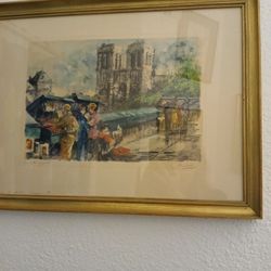 M. Beders Colored Framed Etching (Eau Forte) Norte Dame De Paris 