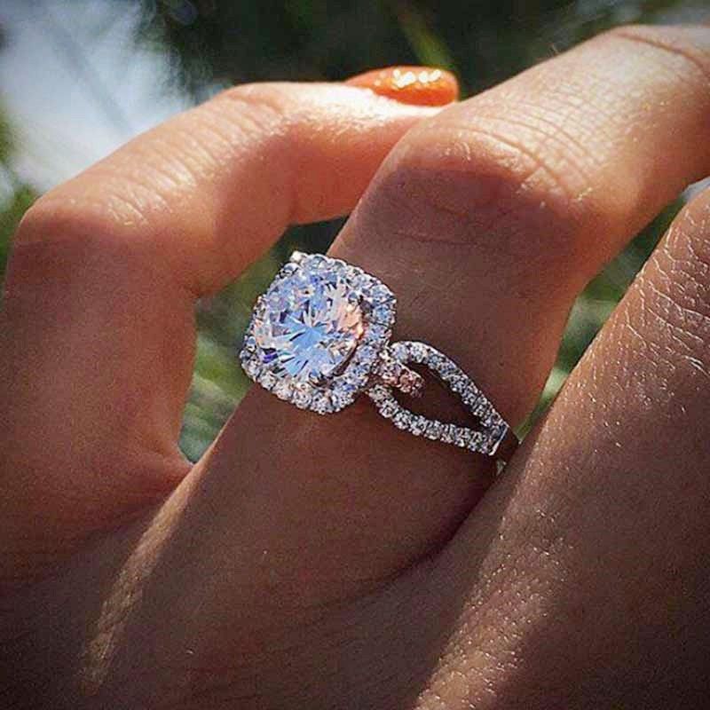 "Dainty Wedding/Engagement Square Cross Silver Ring for Women, VIP357