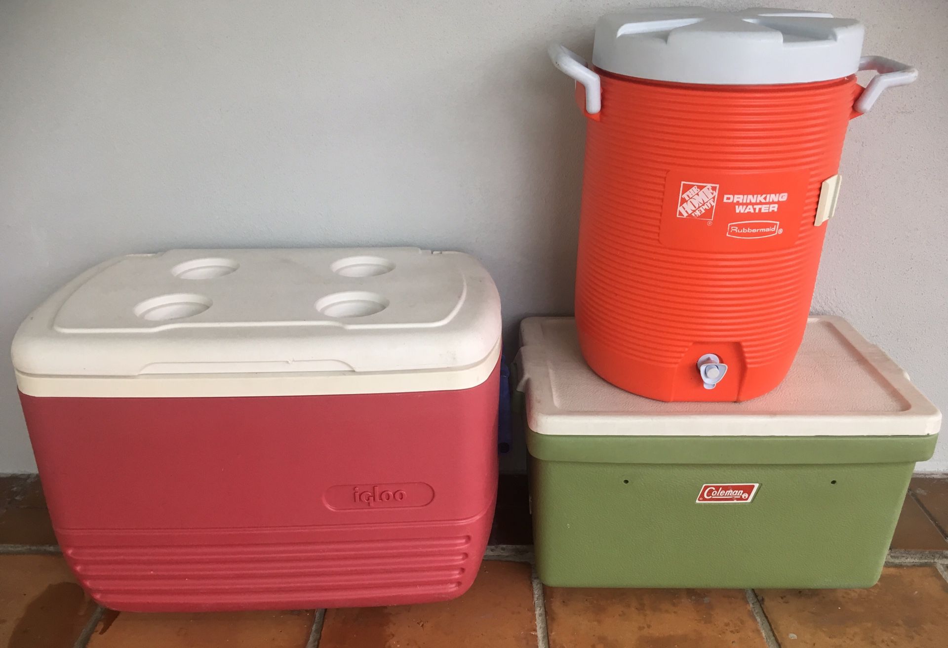 Coleman Cooler, Igloo Cooler, Rubbermaid Drinking Water Cooler