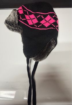 Black & pink knit hat