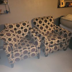 2 Plum And Gray Chairs