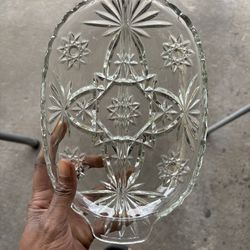 Anchor Hocking Star Of David Divided Relish Dish Clear Glass Vintage Set Of 4