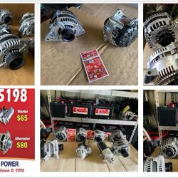 Alternadores $80–starter $65–battery $78