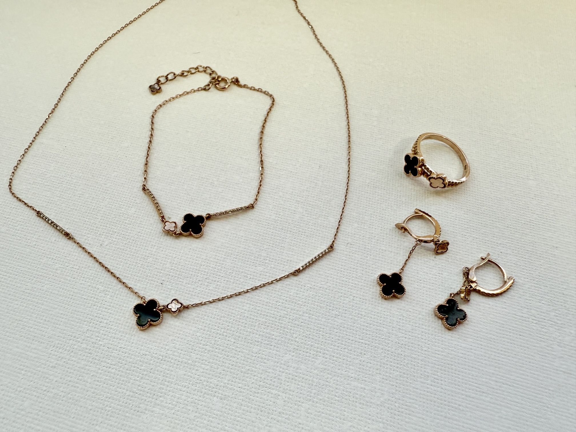 14K Rose Gold Jewelry Set - Black Clover Style