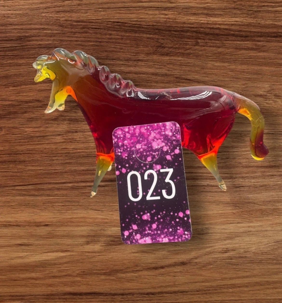 Amberina Glass Horse Glows