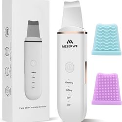 Skin Scrubber Face Skin Spatula Facial Scrubber Spatula for Deep Cleansing Blackhead Remover Pore Cleaner with 4 Modes (White)