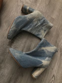 Denim booties