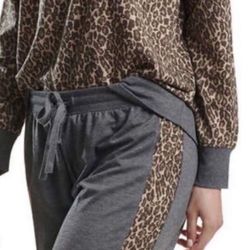 Splendid 2 Piece Pajama Lounge Set Leopard Print Size Small 
