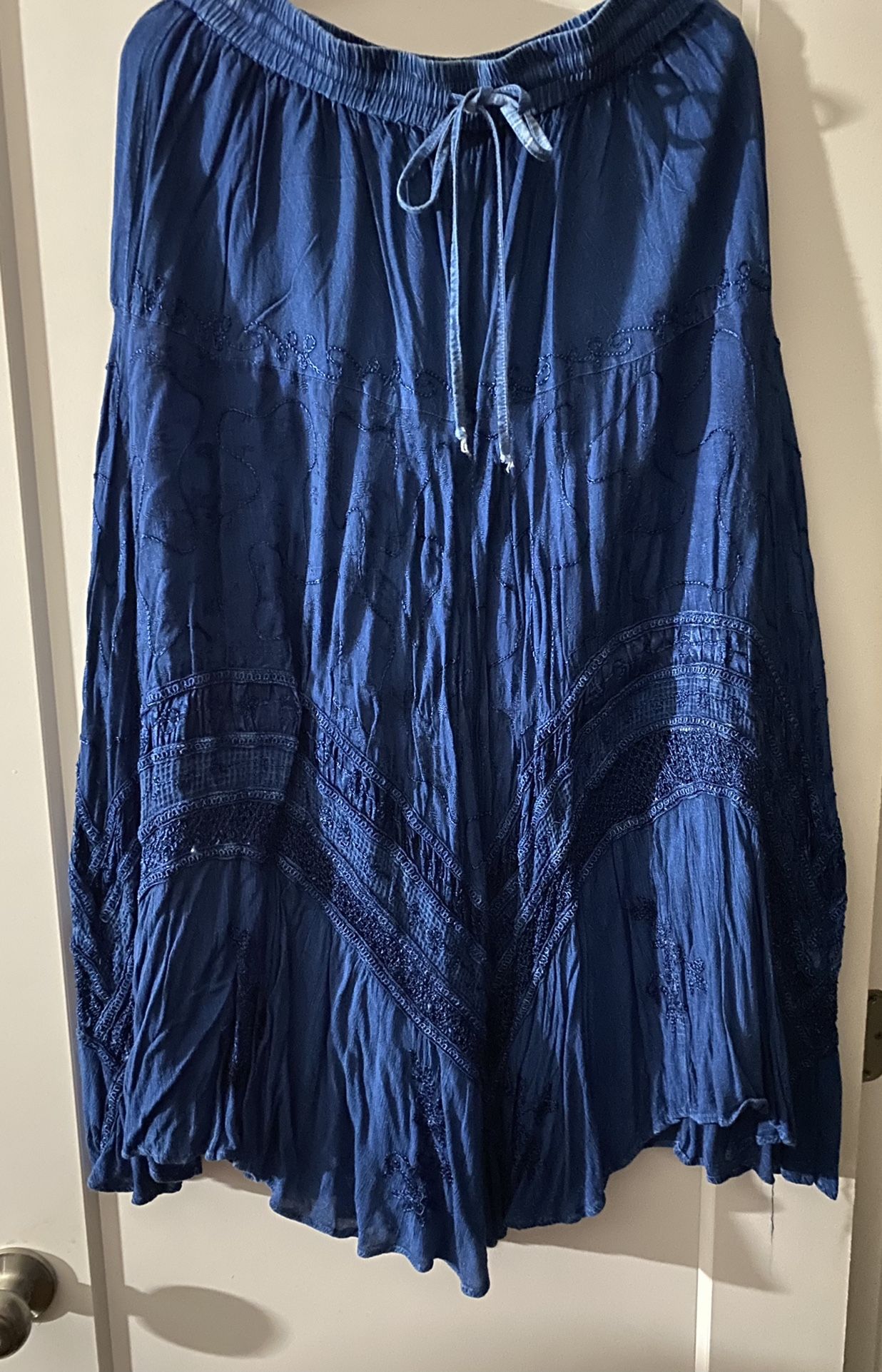 Gorgeous Blue BOHO Handkerchief Ankle Length Skirt NWOT OSFA