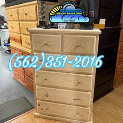 Natural Wood Duplex Six Drawer Chest Dresser- Cajonera Madera Sólida 6 Cajones 