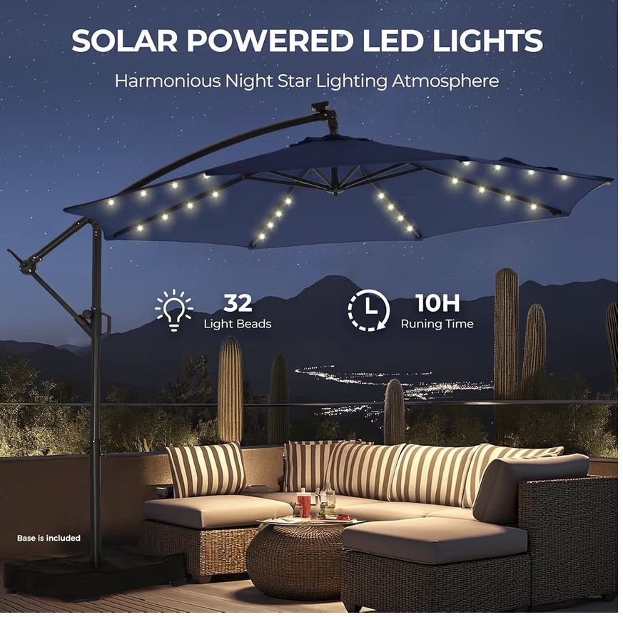 large round patio umbrella GRAND 11 ft 12 ft Cantilever Patio with Base, Offset Umbrellas for Garden Deck Pool If you want a Aok Garden 10x10FT Rectangle Size:Large 58-60cm YGroup_A3LTSBPK