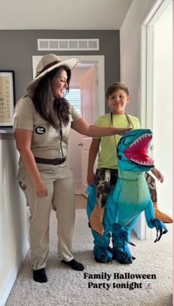 Dinosaur and paleontologist costume