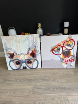 🐶🎨 Colorful Dog Art – Set of 2