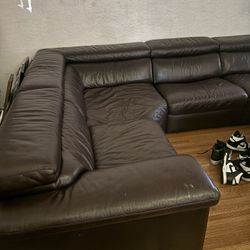 Brown Leather Couch 