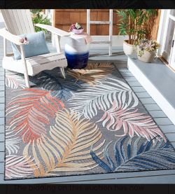 Tropical Palm Leaf Area Rug