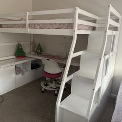 Twin Bunk Bed With Desk