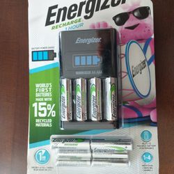 New Energizer rechargeable AA and AAA batteries with charger