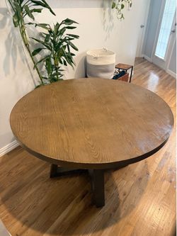 48” Round Dining Table - Living Spaces MDF Natural Brown Wood