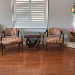 Antique Armchair with the end Table. 