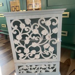 Ornate Pale Blue Wall Cabinet 