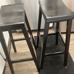 Set Of 2 Dark Cherry Wood Bar Stools