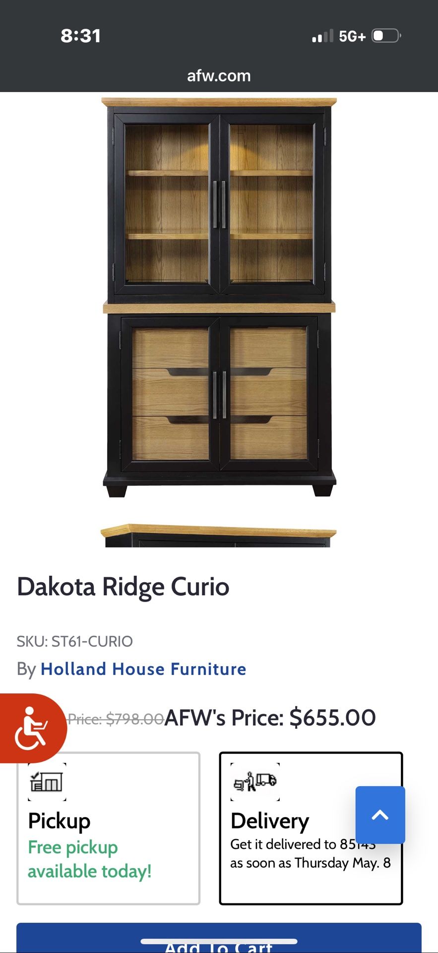 Dakota Ridge Curio Cabinet/hutch