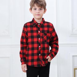 Wholesale of Kids Plaid Shirts Long Sleeve Button Down