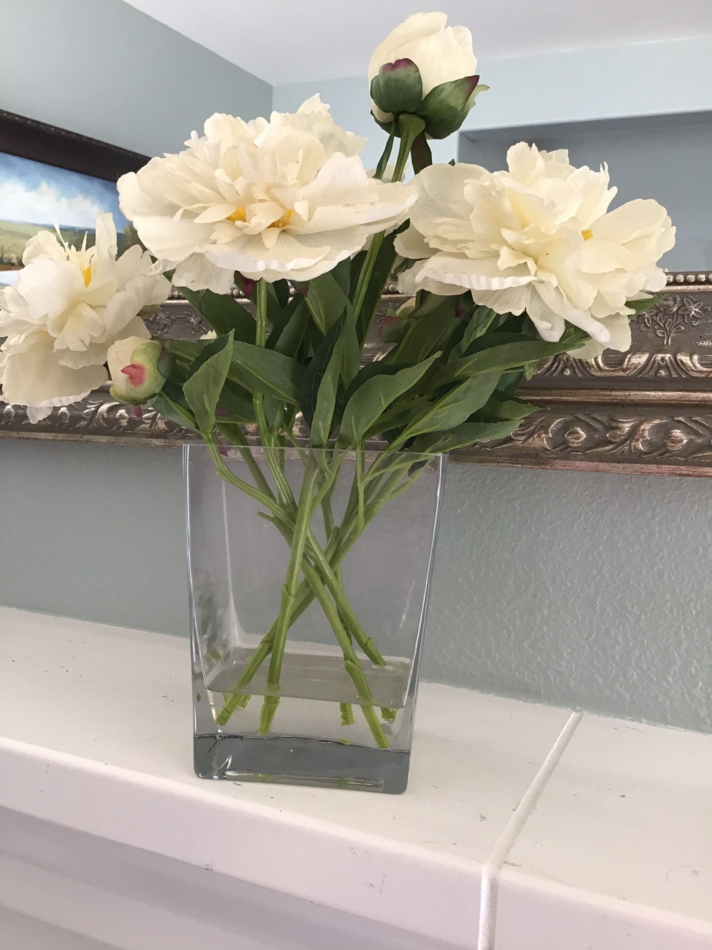 Glass vase with artificial flowers Home Decor / Other Items View Photos