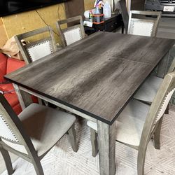Dining table set with leaf 6 chairs