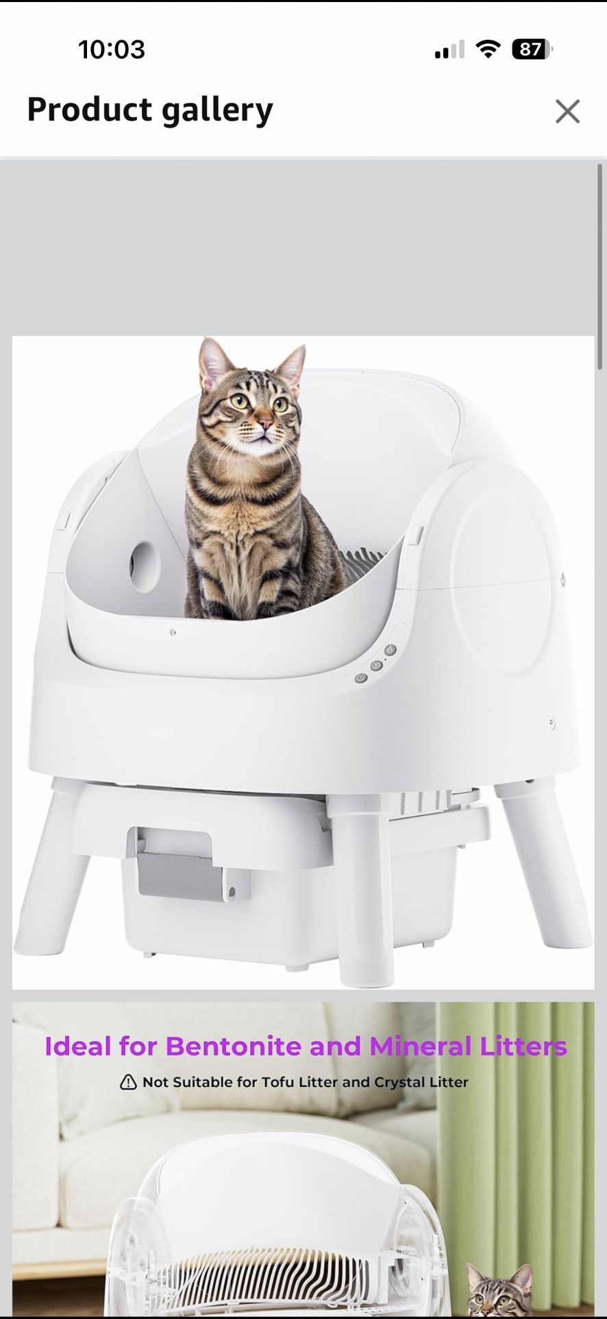 PetPivot AUTOSCOOPER 11 Self-Cleaning Cat Litter Box for Multiple Cats - Automatic, Open Top, Grey with Liners and Mat Included