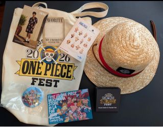 One piece fest straw hat, tote bag and accessories