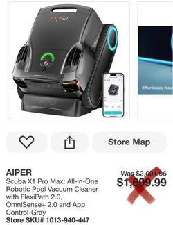 AIPER Scuba X1 Pro Max: All-in-One Robotic Pool Vacuum Cleaner with FlexiPath 2.0, OmniSense+ 2.0 and App Control-Gray