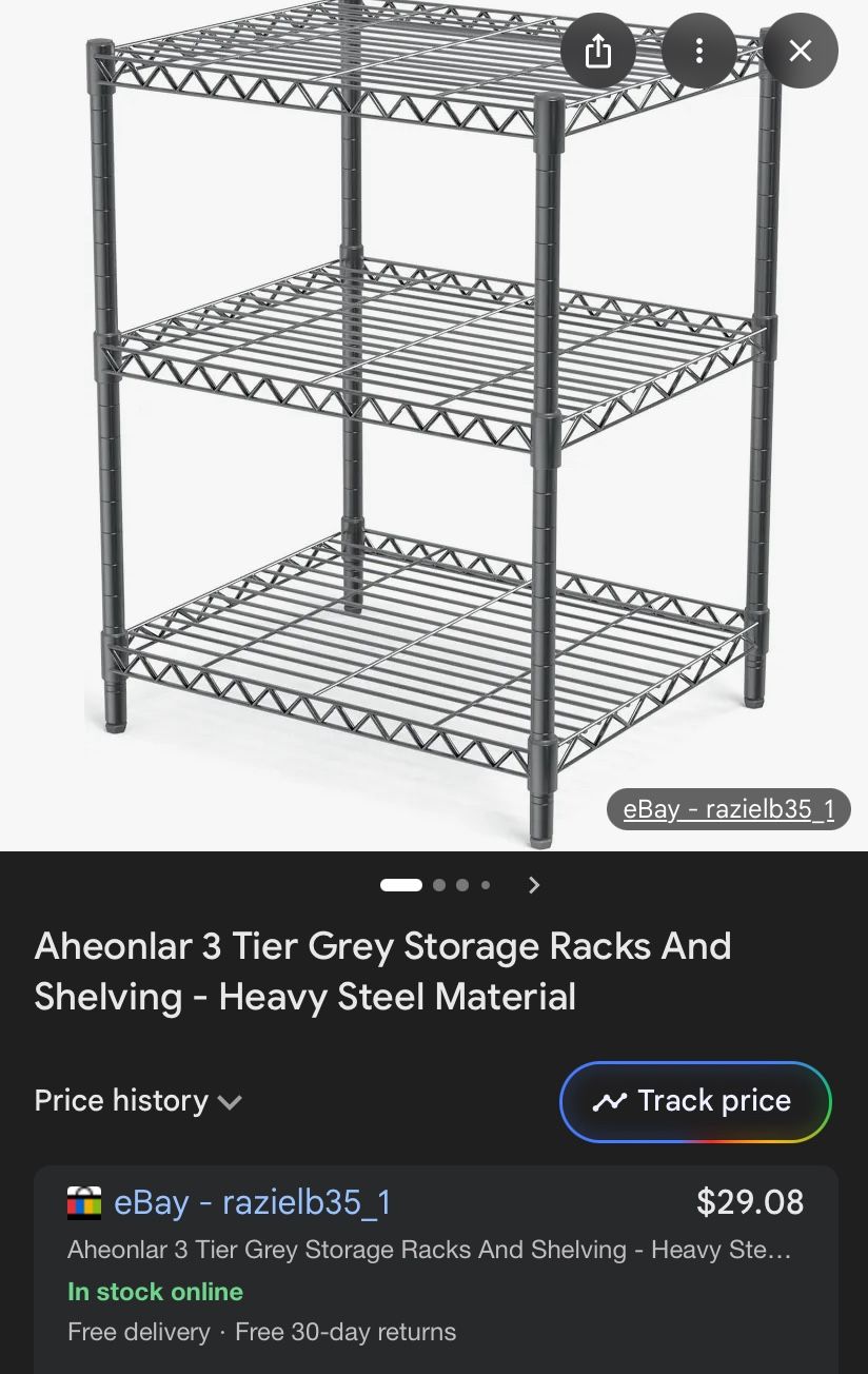 3 Tier Grey Storage Rack
