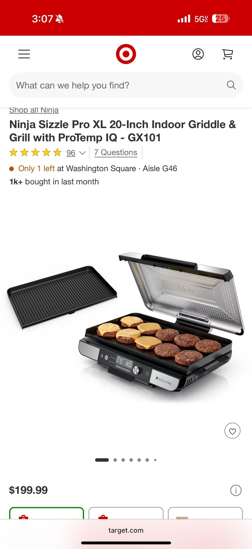 Ninja Sizzle Pro xL 20 Inch Indoor Grill