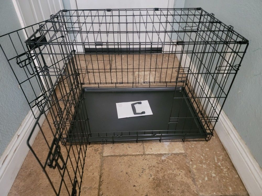 Brand New Med'Lrg Dog Crate 2 Door Folding Puppy Kennel With Tray Up To 45lbs Animal Cage 4th Of July Firework Pet Anxiety Cage Portable