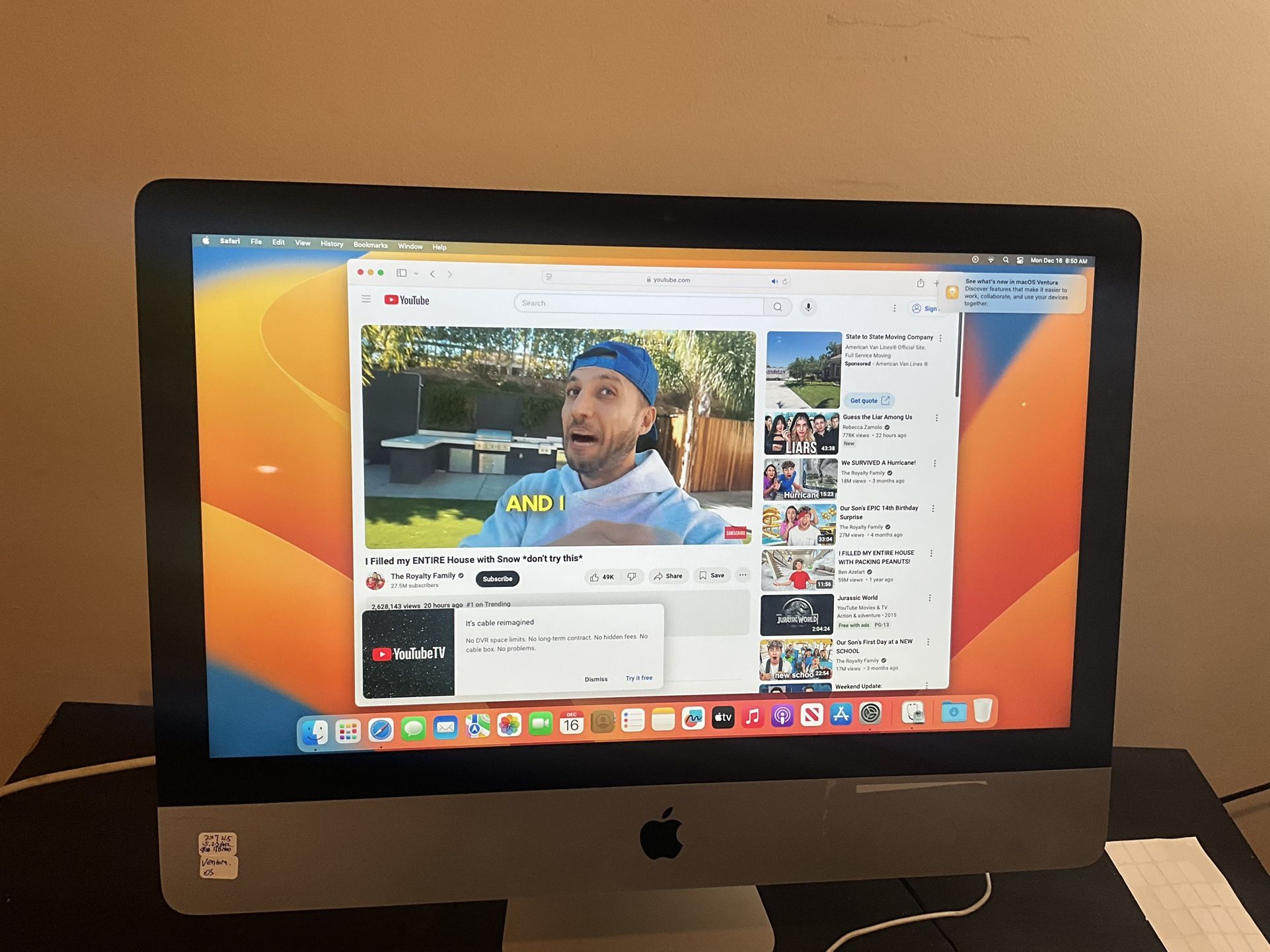 2017 Apple iMac MMQA2LL/A w/Core i5 7360U RAM/1TB HDD Good