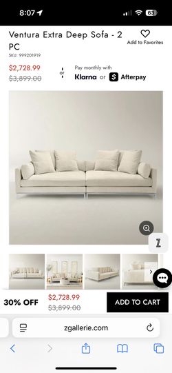 Z Gallerie Ventura Extra Large Couch