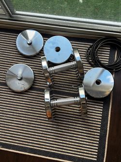 Northdeer 50LB pair of adjustable chrome dumbbells and curl bar