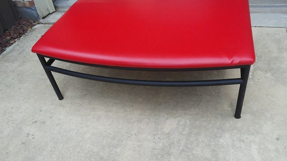 30 By 50  Red Leather Cushion Sturdy Metal Base Coffee Table $60