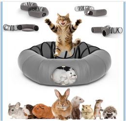 COZIWOW Cat Tunnel Bed for Indoor Cats/Bunnies - Grey