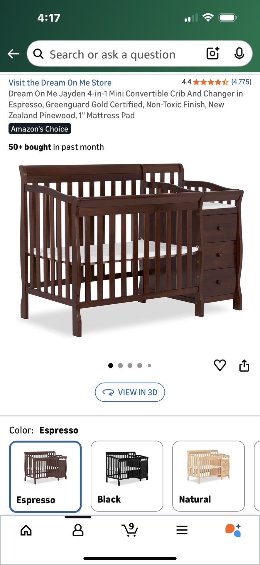4-in1 Mini Convertible Crib And Changer 