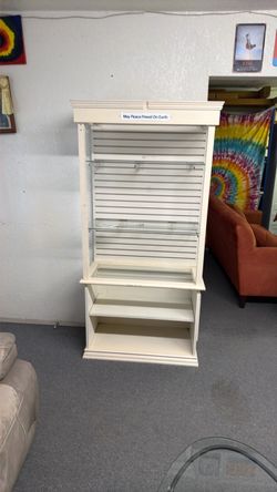 White Slatwall Retail Display Unit with Shelves